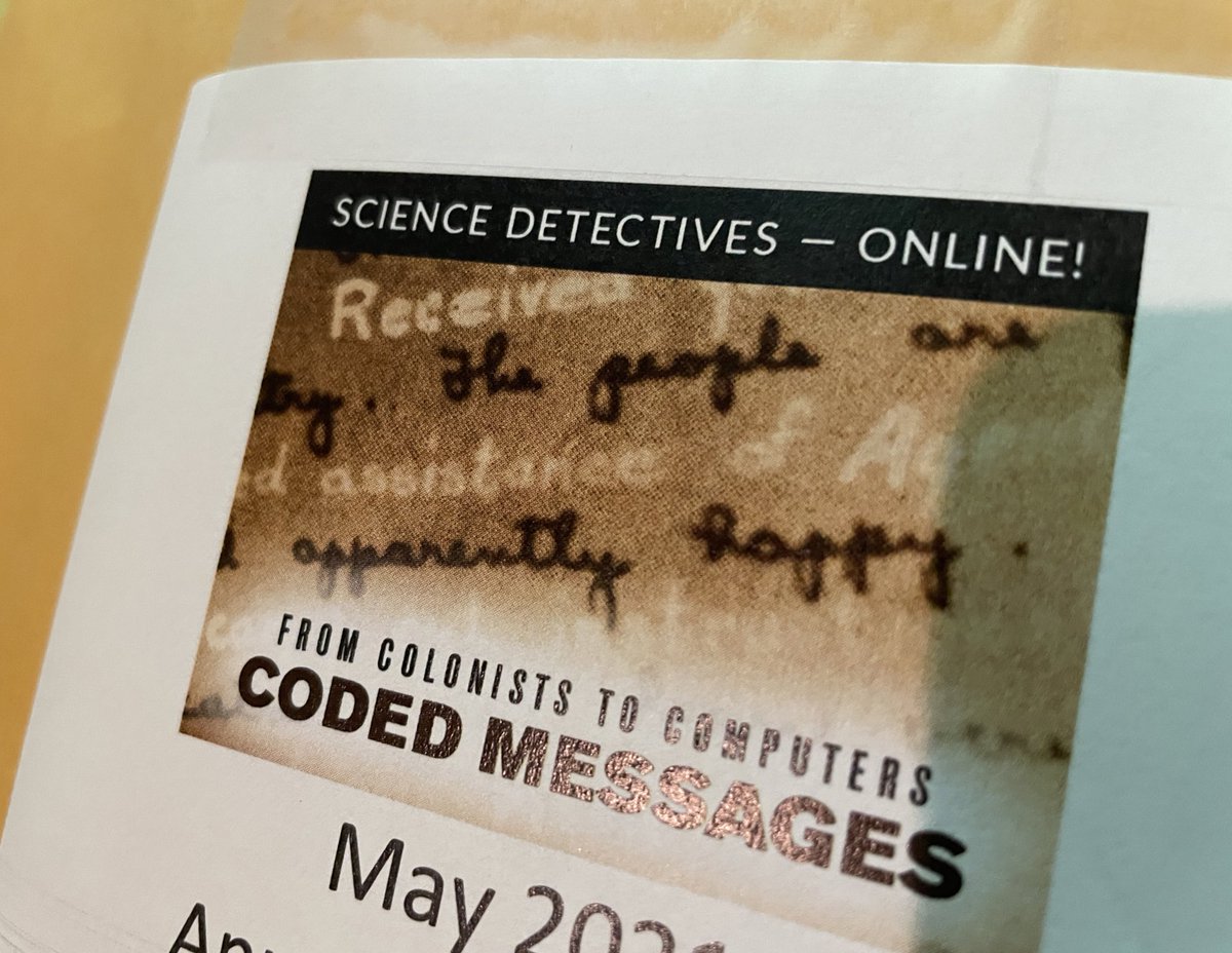 dbarman's tweet photo. Weโve been looking forward to remote @naturalsciences #scienceDetectives now starting! โFrom Colonists to Computersโ #cryptography https://t.co/2htf1ah7hU