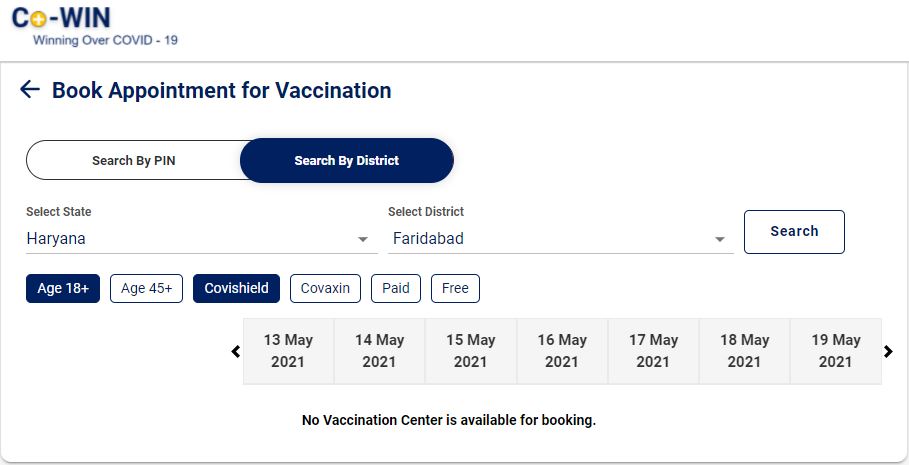 talwarart's tweet photo. This is how the appointment for the corona vaccine looks like every day. booked the appointment for the vaccine on the first day i.e 2nd May but the centre was closed and nobody was there to answer anything cause it was Sunday. https://t.co/LMJjNRra6W