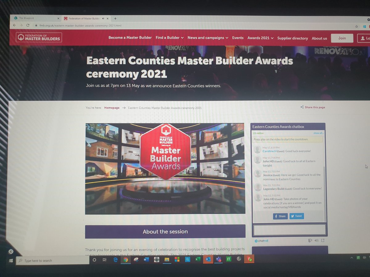 Watching Eastern Counties Master Builder Awards Ceremony 2022 #MBAwards