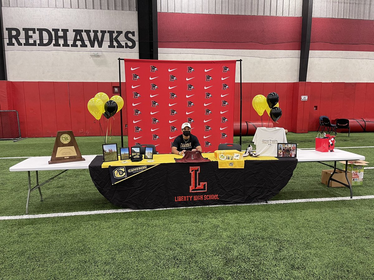 Congratulations to RedHawk, Allen Vasquez. The XC  and T&amp;F are proud you. Cameron University is getting a legit trackster. #redhawk <a href="/LHSRedhawks/">Liberty High School</a>