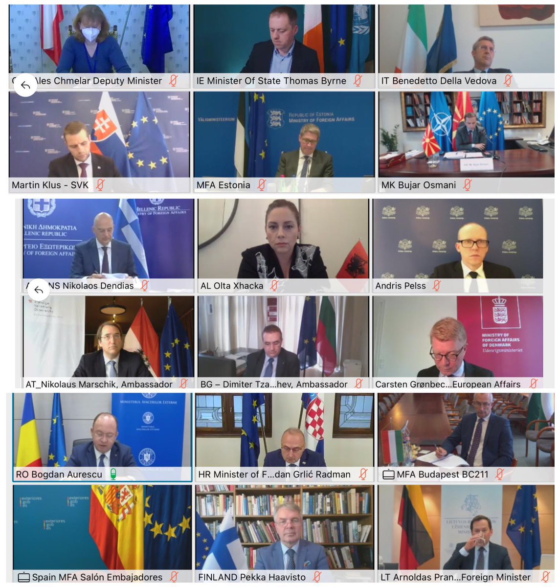 Glad to co-host a valuable&amp;timely discussion today w/FM🇬🇷 <a href="/NikosDendias/">Nikos Dendias</a>, our 🇪🇺colleagues on perspectives of Albania &amp;R.North Macedonia to advance on their path to EU. RO🇷🇴 fully backs enlargement as strategic EU policy, on which we must act&amp;deliver in unity <a href="/xhacka_olta/">Olta Xhaçka</a> <a href="/Bujar_O/">Bujar Osmani</a>