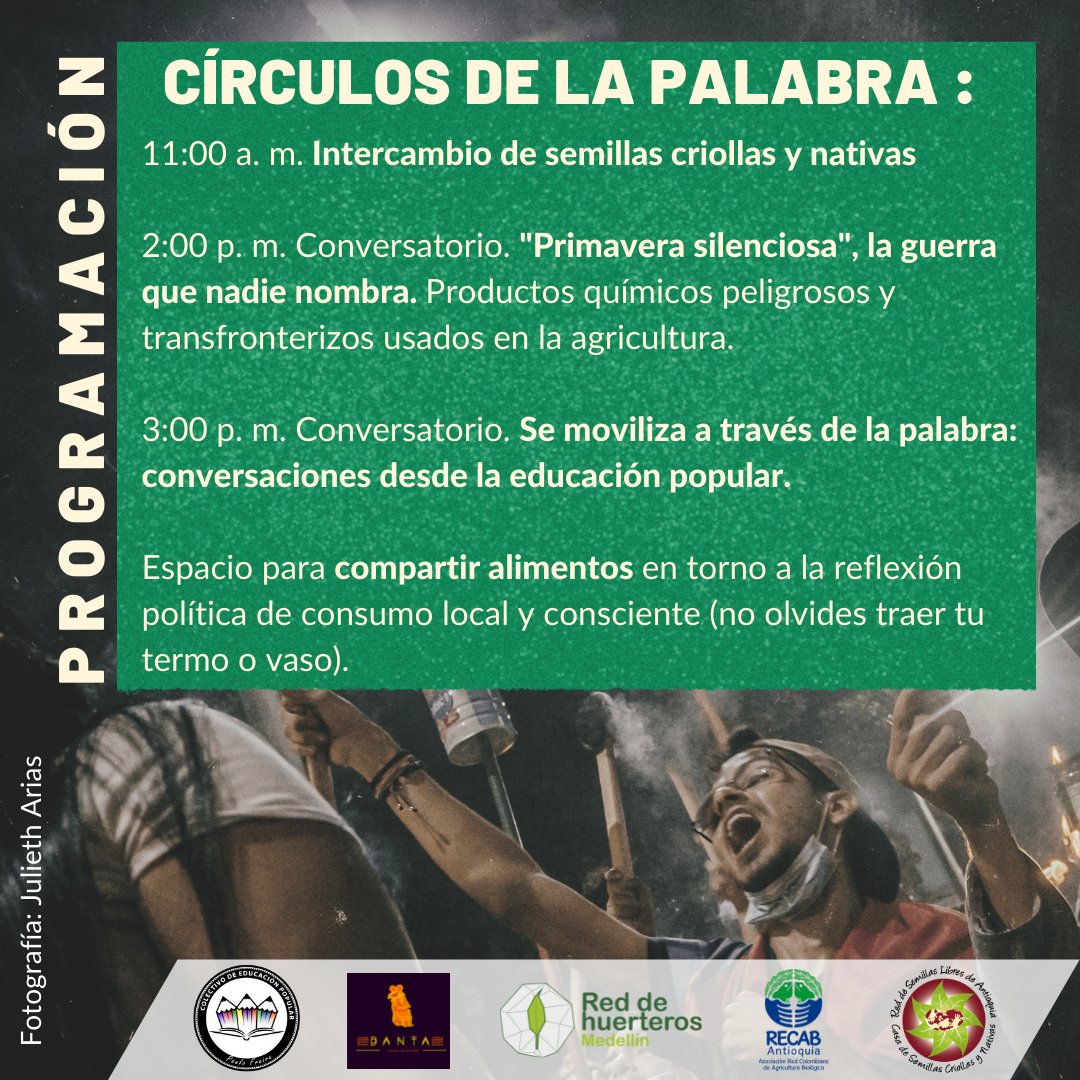kellymanosalva's tweet photo. ✊🌱Nos unimos con otros colectivos y mujeres para invitarles a compartir al calor de la palabra, del intercambio y el alimento. Tendremos varias actividades y reflexiones con relación al #ParoNacional, nuestra indignación y la importancia de entender que esta lucha es colectiva. https://t.co/gdxCXrmbiA
