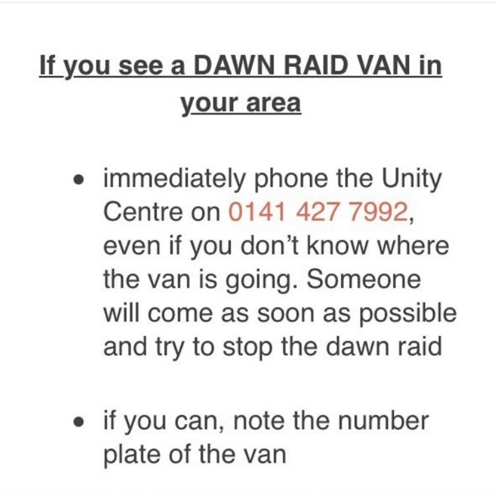 RespectIsVital's tweet photo. If you live in or around Glasgow and see a Home Office Immigration Enforcement Vehicle, here's a number to contact.

You don't even need to know where it's going. #RefugeesWelcome https://t.co/0k6CjN04N0