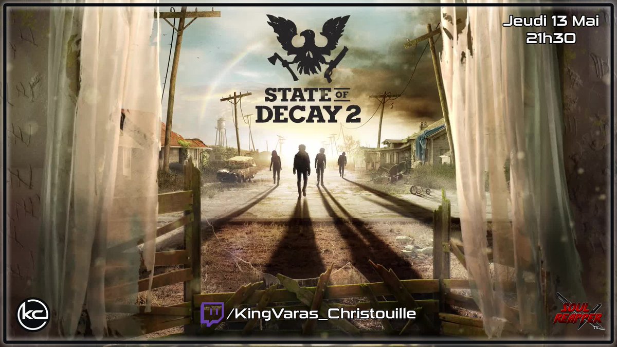 Hey tout le monde ! Ce soir on se retrouve à 21h30 avec @Soul_ReapperTV pour du State of Decay 2 !
twitch.tv/KingVaras_Chri…