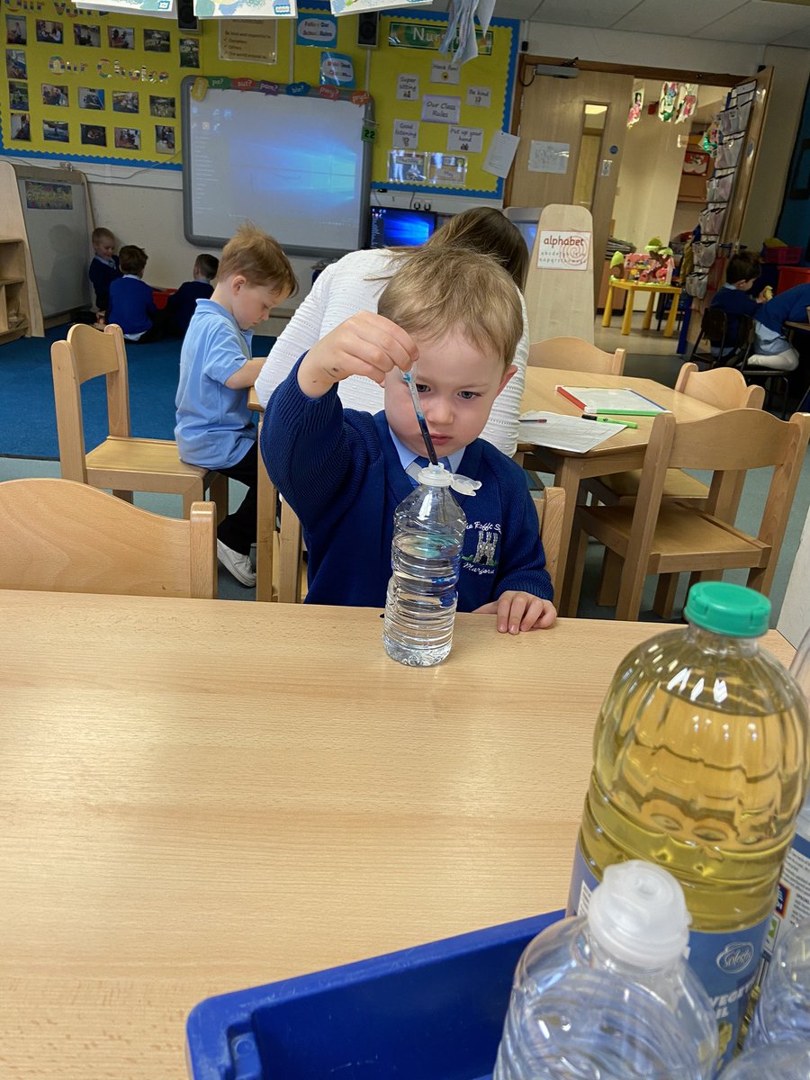 rofftschool's tweet photo. Continuing with our investigation into waves...this time with an ocean in a bottle. Great observations as we added food colouring and oil to the water ๐ฆ ๐งช #developingcuriouslearners #exploringmaterials #followingchildrensinterests #childinitiatedlearning https://t.co/NNCYFzpyvC