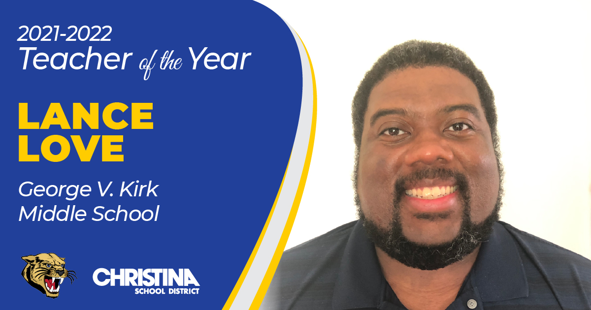 ChristinaK12's tweet photo. Join us as we celebrate Lance Love - 2021-2022 Kirk Middle School #TeacheroftheYear! 🎉 #CSDPride #KirkMS https://t.co/PMaKWYKwWS