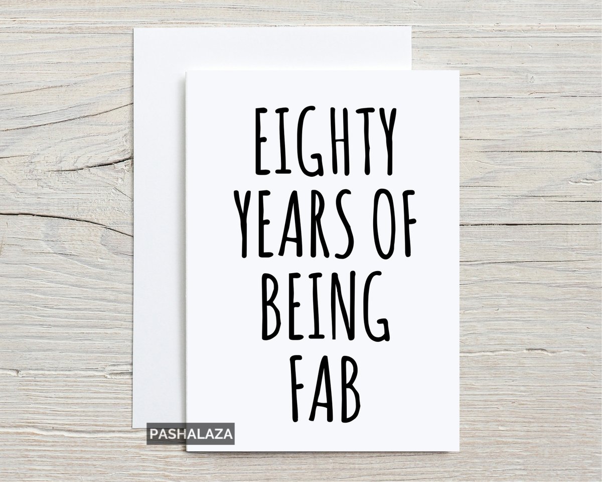 Thanks for the kind words! ★★★★★ 'Great card, and arrived quickly.' Jane M. etsy.me/3hq7ziS #etsy #white #black #birthday #80thbirthdaycard #eightycards #agecards #funnybirthdaycard #funny80thcard #funnygreetingcard