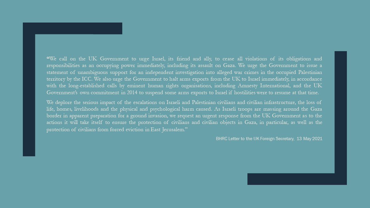BarHumanRights's tweet photo. BHRC has written to @DominicRaab regarding the urgent and escalating situation in Israel and the occupied Palestinian territory.

Read in full here: https://t.co/XOsvx29iAs https://t.co/WPzwUfegpT