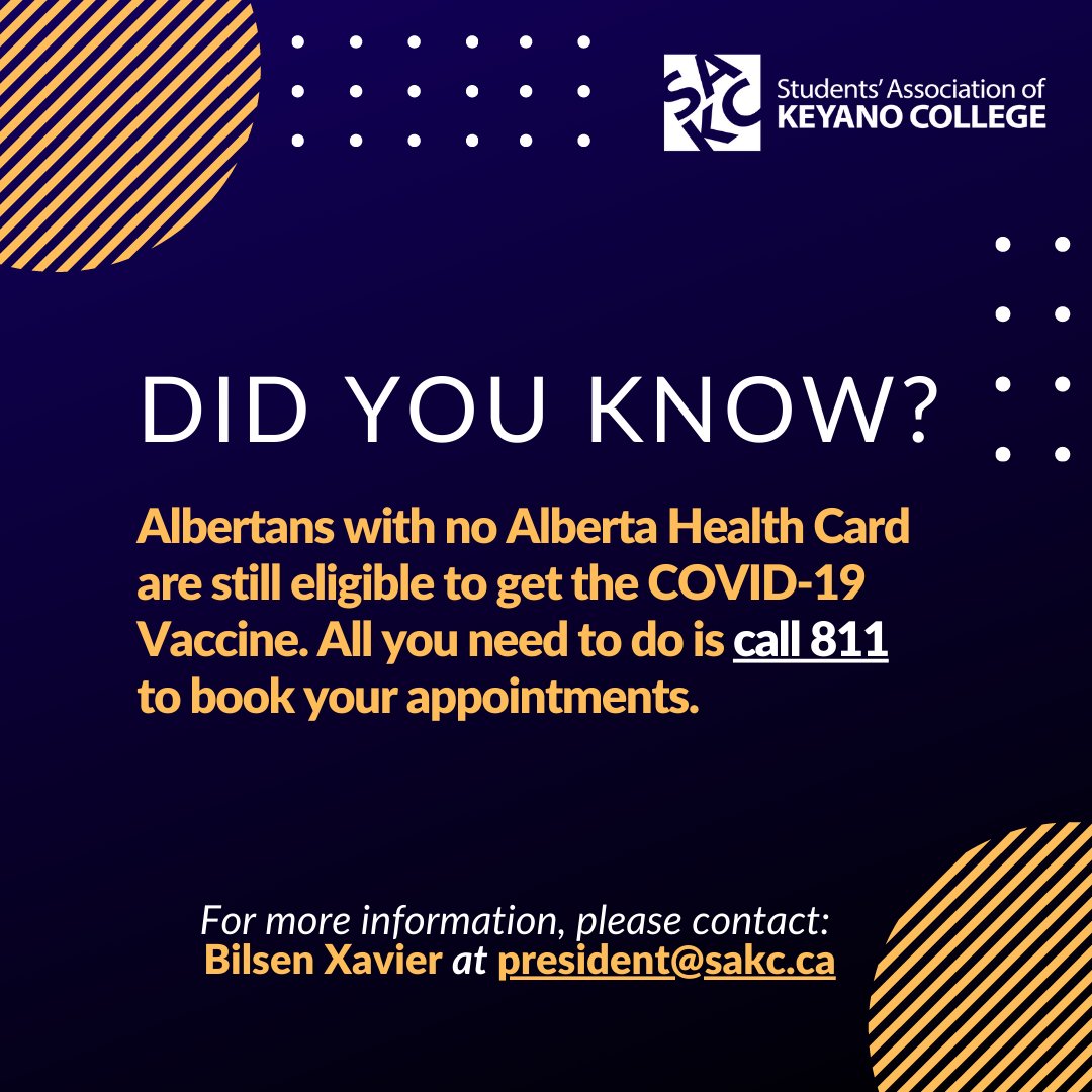 All individuals who are living, working or going to school or visiting in Alberta for three months or longer are eligible to receive the vaccine as long as they are in the sequenced group.

For more information, please contact: 
Bilsen Xavier at president@sakc.ca