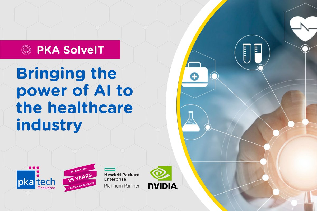 PKATech's tweet photo. Together with #HPE and #NVIDIA, we're bringing the power of AI to the healthcare industry. Learn how our PKA SolveIT solutions can help you improve patient care, reduce costs, get to market faster, intelligently connect your facilities, and so much more – https://t.co/nbnXKr5Cyg https://t.co/nAm9oIW0di