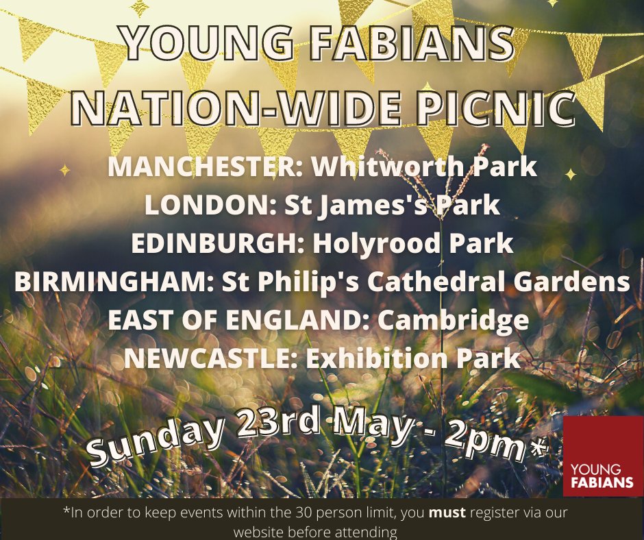 youngfabians's tweet image. 📢ANNOUNCEMENT 📢

Calling all @youngfabians members!🌹

We are so excited to invite you to attend our Nation-Wide Picnic, in 6 locations across the country!🍃🥪🥳

📅 Sunday 23 May
⏰ 2pm

Sign up via our website to attend ➡️: bit.ly/3w1j2ti