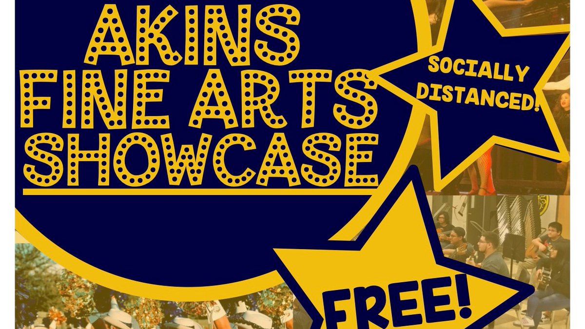Akins Fine Arts Showcase, Saturday May 22, from 3-6pm. Performances from band, mariachi, choir, dance, orchestra, guitar, theatre and more! #FreeShow #AkinsECHS