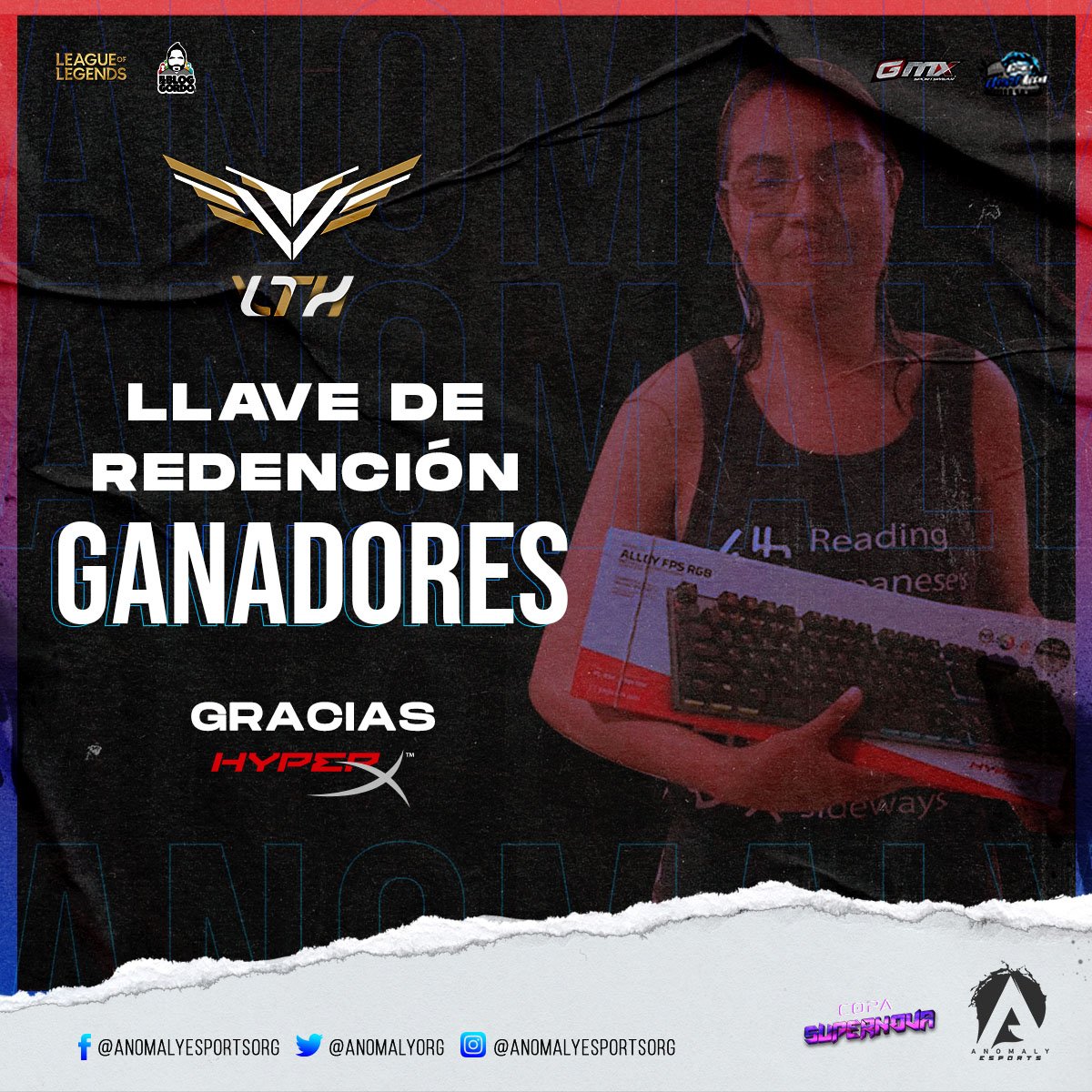 TAB_Anomaly's tweet photo. #CopaSupernova || ¡Ganadores en llave de redención! 

💥¡Felicitaciones a LYTH Gaming por ganar la llave de redención en #CopaSupernova! 🏆 

¡El premio ya fue entregado y esperamos verlos muy pronto!.💪

¡Gracias @HyperXLatam!, sin su apoyo esto no seria posible.😎 #TrustHyperX https://t.co/WXwZenYird