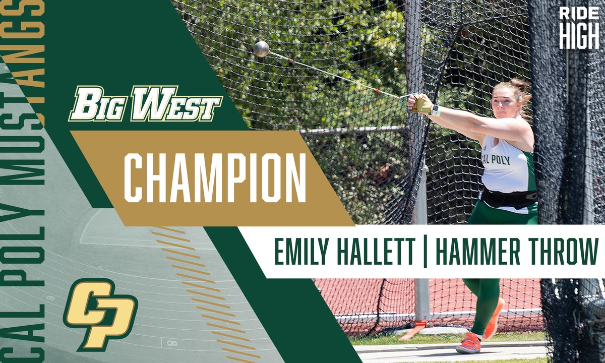 CalPolyTrack_XC's tweet photo. 🏆 Emily Hallett wins the Hammer Throw title!!! 🏆

🚨 📏 Not only does Emily get us started with a championship; she also breaks her own SCHOOL RECORD!! 👑 192' 11" for our first-ever BWC H.T. crown! 💪 🚨

🐎 #RideHigh 🥇 https://t.co/hUeXTICpkj