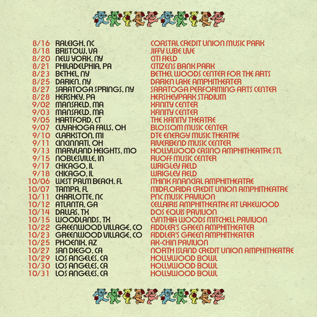 BobWeir's tweet image. What a long strange trip it&apos;s been...🌹 Grateful as ever to be heading out on the road with @DeadandCompany this fall, beginning in Raleigh, NC! #VerifiedFan Presale registration is now open at deadandcompany.com. General on sale begins Friday, May 21st at noon local time.