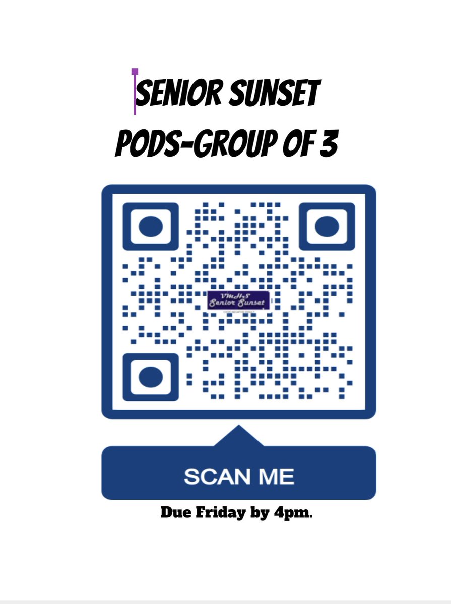 21Vmhs's tweet photo. Seniors!! Pods of 3 are required for Senior Sunset. Fill out the google sheet of who is going to be in our pod. You need to have this done by 4pm on Friday. This is mandatory for the event. It is important to keep you safe!!

Make sure to press enter after you type your name. https://t.co/NyTKNQzIYg