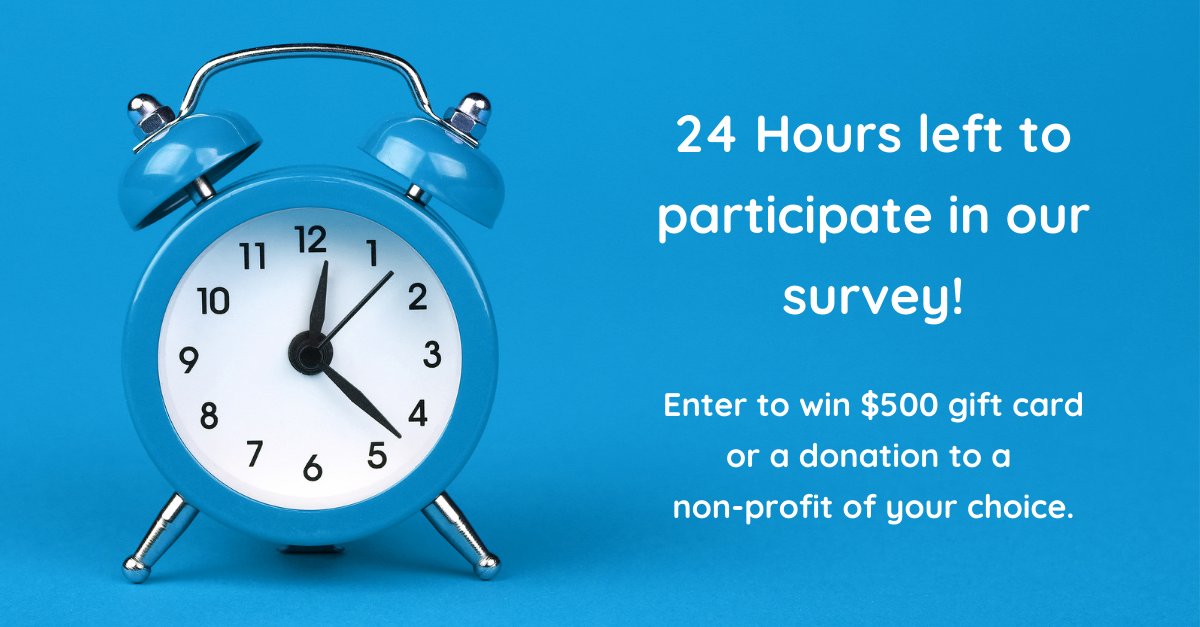 Our survey is open for 24 more hours! ow.ly/u23K50EMaLP We'd love to hear your thoughts on employee development and talent strategy. Thank you to all who have contributed their insights so far. We look forward to sharing the exciting emerging trends! #smartsandhearts