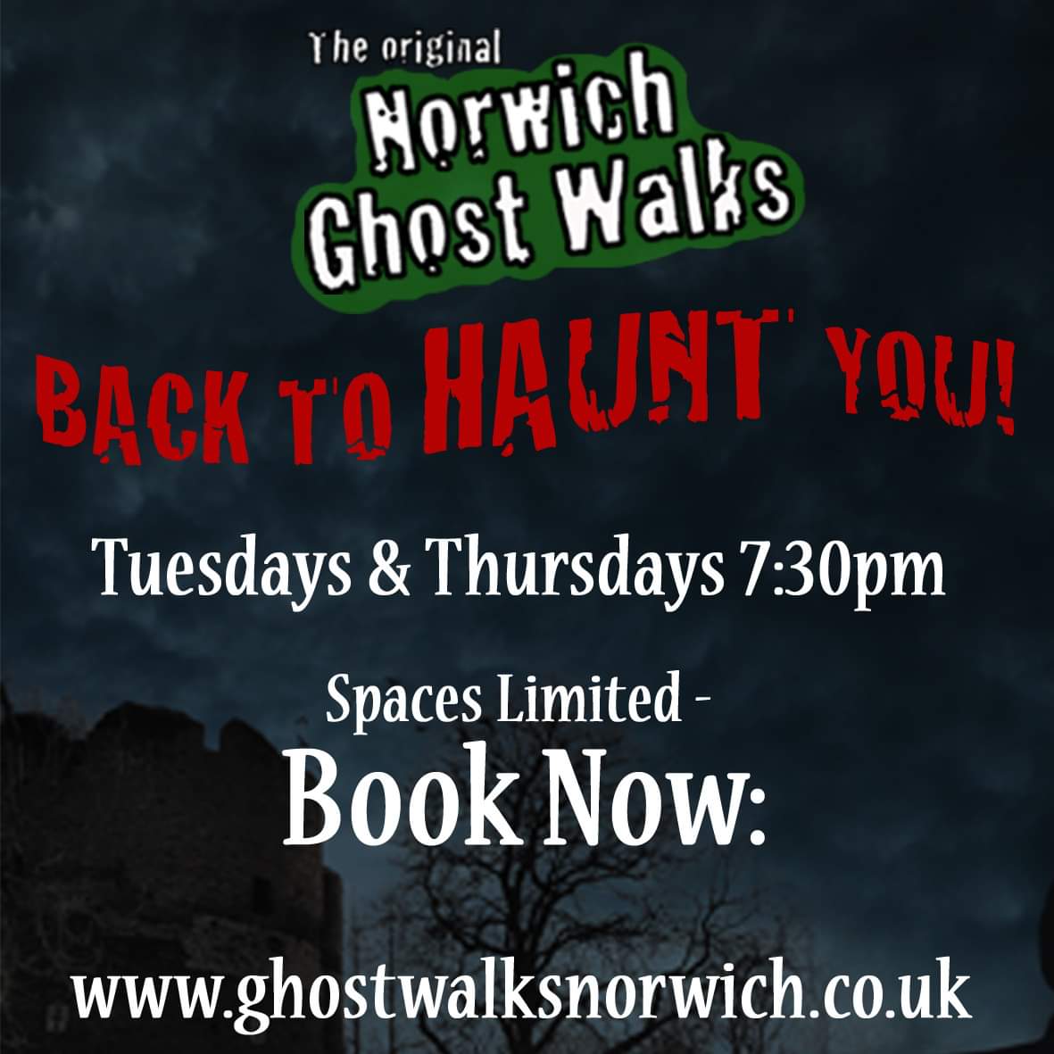 We return on Tuesdays and Thursdays from June 22nd. TICKETS on our website 🦇 #Norwich #whatson #walk #ghostwalk
