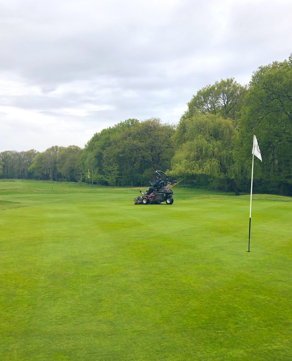 LPGCcmanager's tweet photo. A double verti-cut, cut and a roll today to combat the uneven, lateral growth and the poa seed heads. Height of cut gradually lowering. Big improvement on playing surfaces this week! https://t.co/NgAeZCRWFH