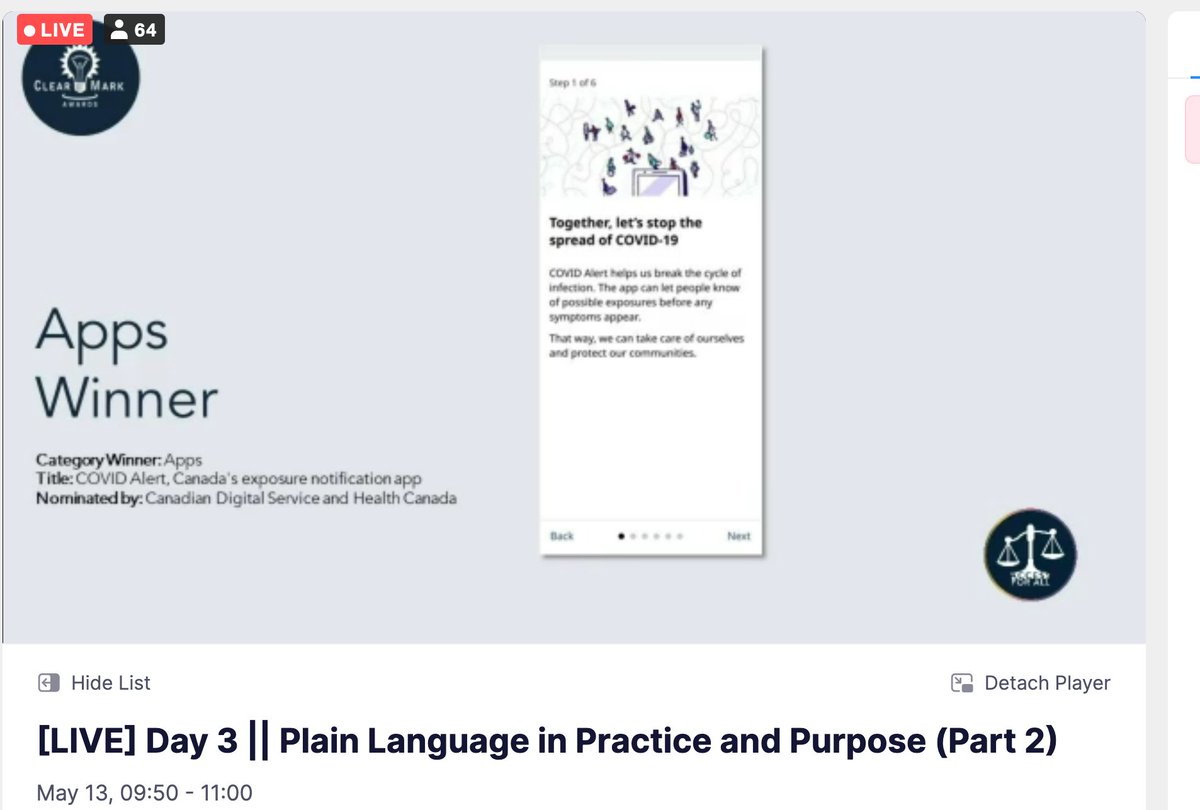 SimcoeSml's tweet image. Congratulations to the COVID Shield project&apos;s COVID Alert Exposure Notification app for winning the ClearMark award at the PLAIN Conference today!  #AccessForAllConference  #plainlanguage