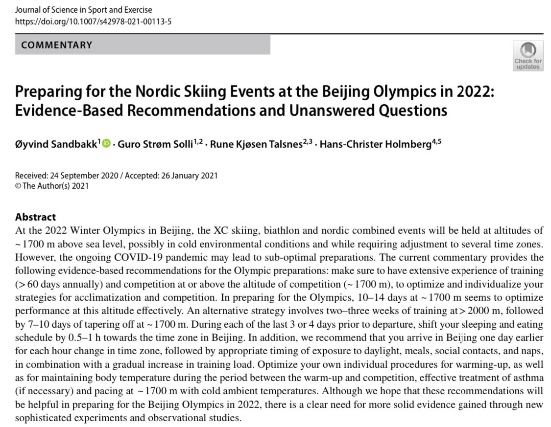 🆕 🇳🇴-🇸🇪 publication BEIJING 2022 WINTER OLYMPICS FREE DOWNLOAD: link.springer.com/article/10.100… @Olympiatoppen @NTNU @UBCKin @SWEOlympic @SkiTeamSweXC @sweatscience @FISCrossCountry @CIFofficial #skiing @Beijing2022