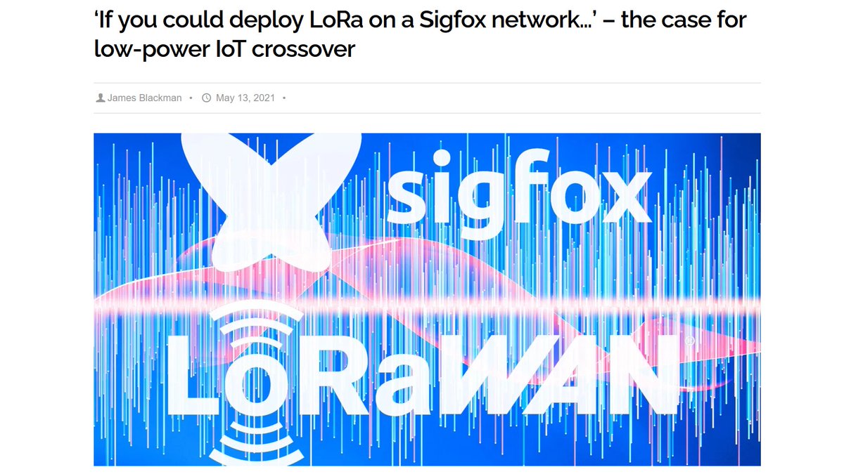 Continuing interesting series: LPWAN convergence. In <a href="/MCCI/">MCCI Corporation</a>'s experience, Sigfox and LoRaWAN are complimentary, each good for different kinds of customers (and far different than NB-IOT and LTE approaches, both for cost and complexity). enterpriseiotinsights.com/20210513/chann…
