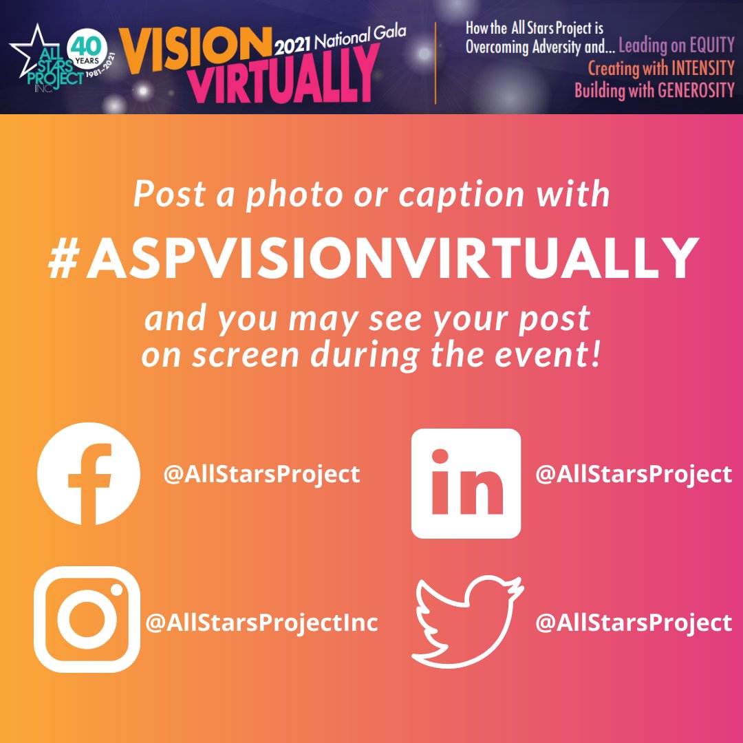 Use #ASPVisionVirtually for the chance to see your post on screen at our National Gala at 6pm ET / 5pm CT / 3pm PT on Thursday, May 13th!

It's not too late to join the celebration! Click here: bit.ly/ASPGala for a virtual front-row seat to the fun 🎉#ASPVisionVirtuallly
