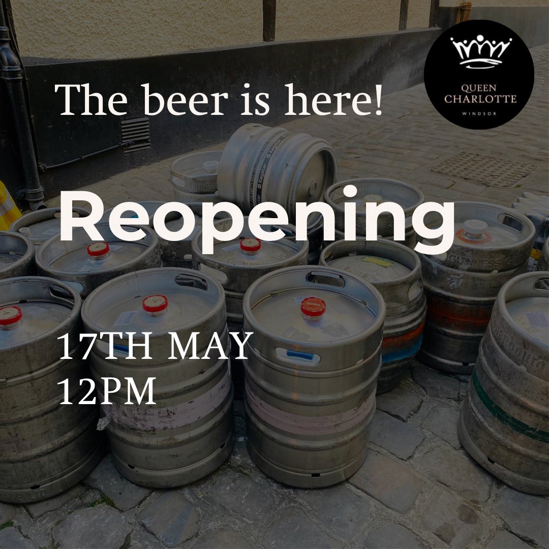 QCWindsor's tweet photo. The beer is here for the first time in a LONG time!

We’re so excited to serve you again on Monday! The bar has had a refresh, the menu has had a tweak, one thing that will never change is our love for our wonderful guests!

See you Monday!! https://t.co/lfKswo2gjZ