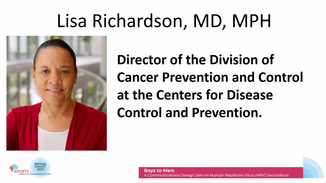 #HappeningNow: My jam team & I are live at the inaugural Communications Design Jam, organized by @CDCgov and @westat, at the #SHCSummit21 by @healthcommsoc. Tonight, we will work together to design a Comms Strategy for #HPVVaccination for young boys. Meet our judges!👇