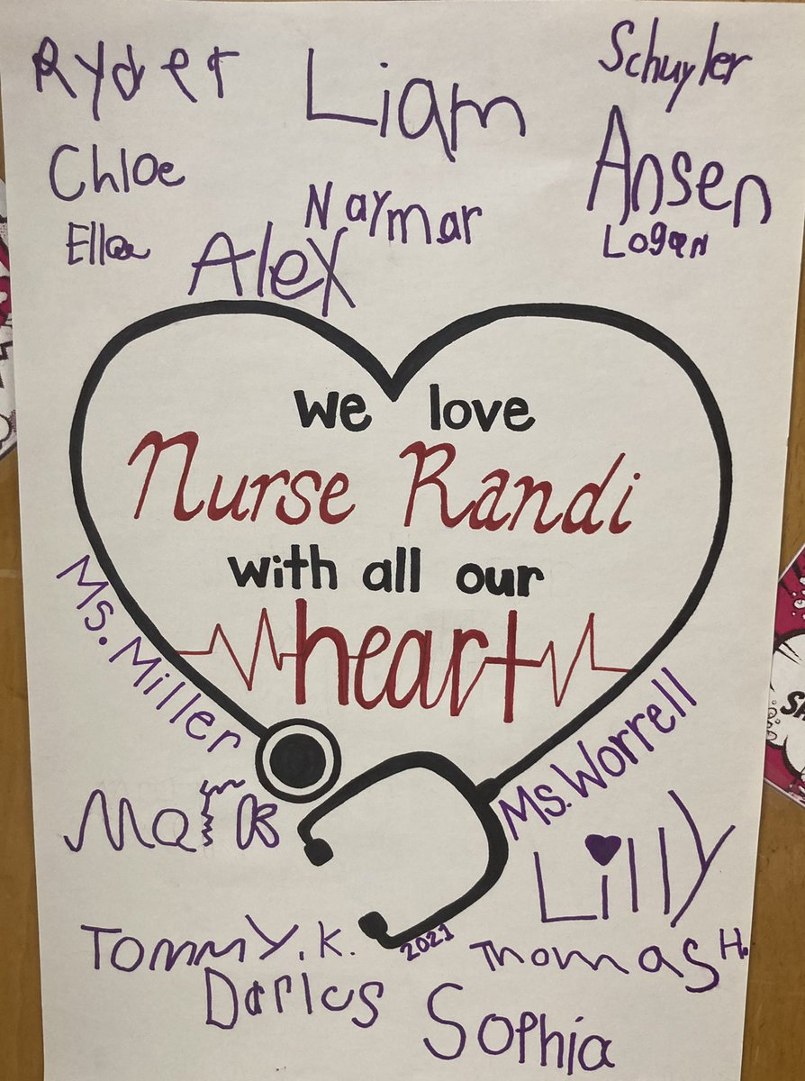 Miss_Worrell's tweet photo. Room 11 LOVES @MTL_Nurserandi 👩‍⚕️💜 She takes such good care of both students AND teachers! Nurse Randi is our superhero everyday!🦸‍♀️ https://t.co/zbPPXtHkkD