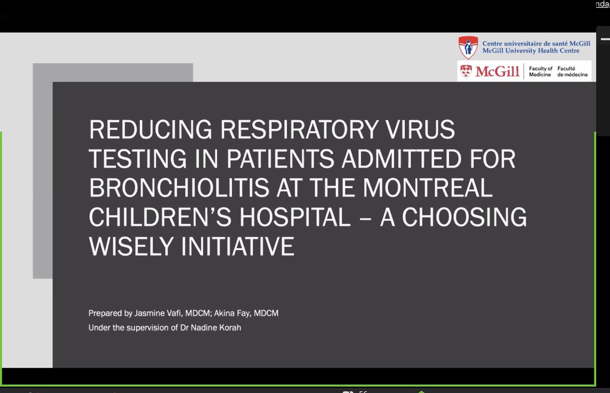 Very proud anytime I hear my students/residents present #QI research! Great job <a href="/jasminevafi/">Jasmine Vafi</a> and Akina Fay from @HopitalChildren #ChoosingWisely2021 #NPA #NPmaybenot