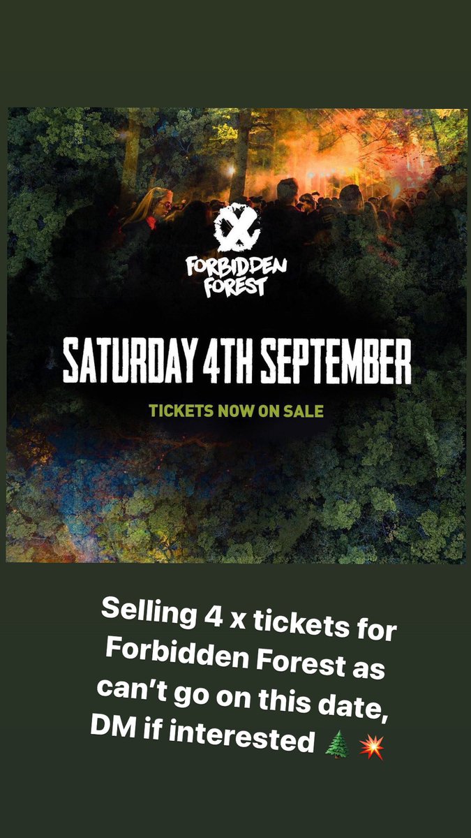 leviwalker1996's tweet image. Selling 4 x @ForbidenForest tickets as we can’t go on the new date anymore, DM me if interested or know of anyone who might be🌲💥