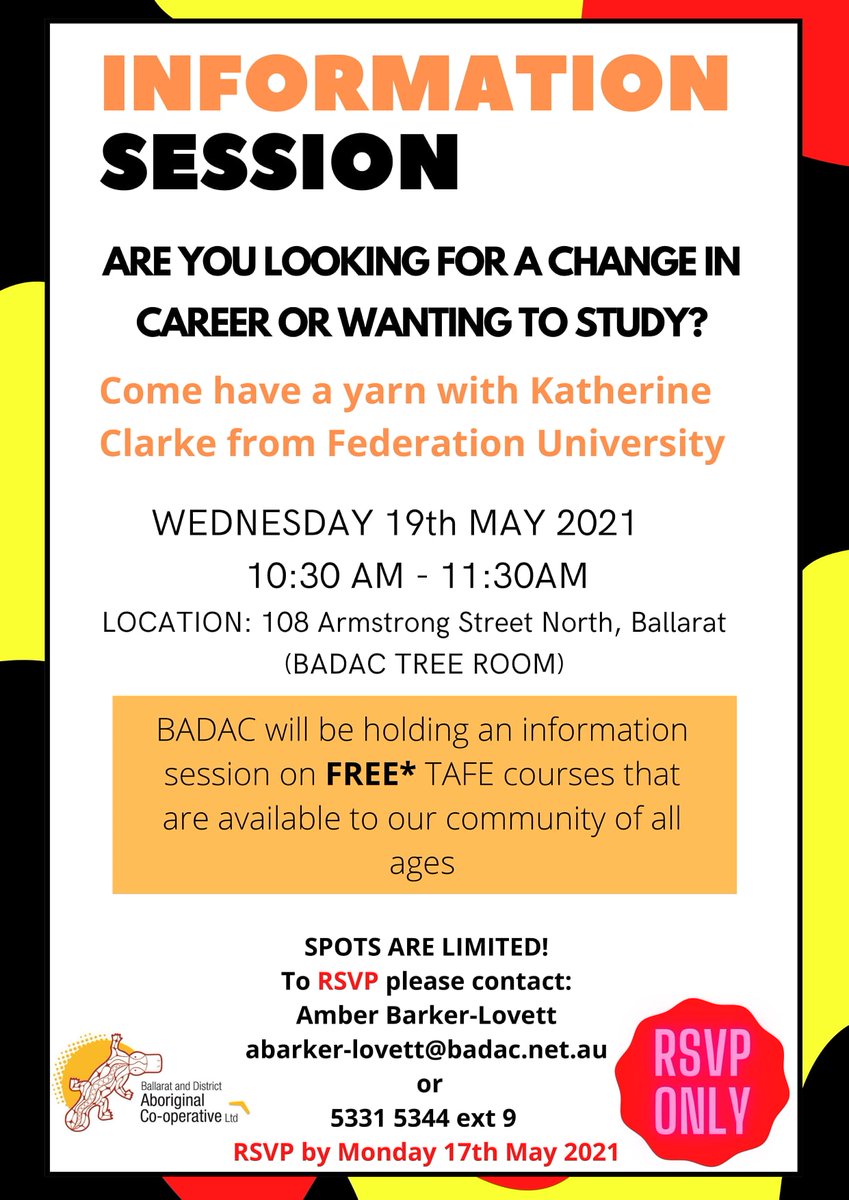 Looking to Change Career or Study? 
Info-Session for FREE TAFE courses available for all ages!