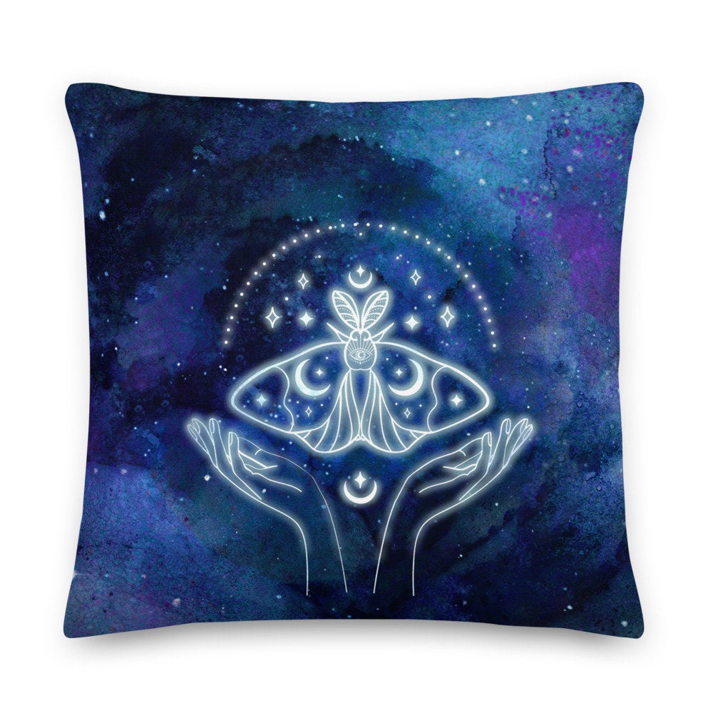 Rainbow_Grove's tweet photo. Excited to share this item on my #etsy shop: Mystic Watercolor Moon Moth - Premium Pillow https://t.co/PdppFnW9DO #blue #purple #mystic #wicca #watercolor #witchcraft #boho #space #galaxy https://t.co/QEgiBTBdk6