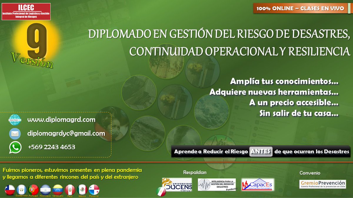 IxGRD's tweet image. Se viene la novena versión.
Nueva ley &quot;Onemi&quot;, siguen los desastres, el COVID no se va aún, el Cambio Climático sigue su curso, muchas organizaciones NO son capaces de mantener la continuidad operacional ante desastres...
¿Ya te preparaste para estas realidades y oportunidades?