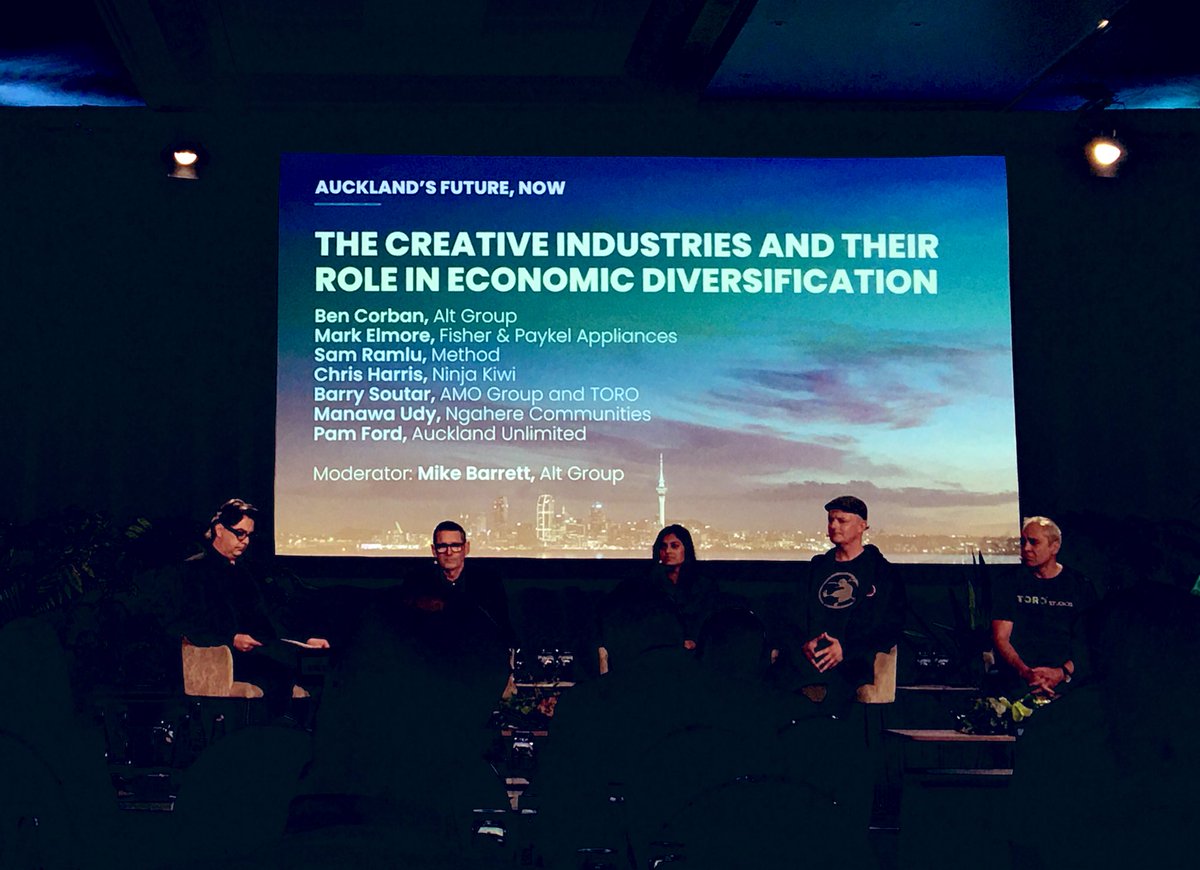LSWoolf's tweet photo. Great conversations at #futurenow, tackling creative industry opportunity post-COVID in Auckland. “We live on two innovation islands”. Ben Corban #AltGroup https://t.co/kFiekgfzjE