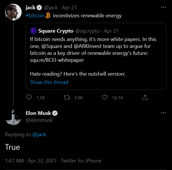 Elon Musk on Twitter: "To be clear, I strongly believe in crypto, but it can't drive a massive increase in fossil fuel use, especially coal"
