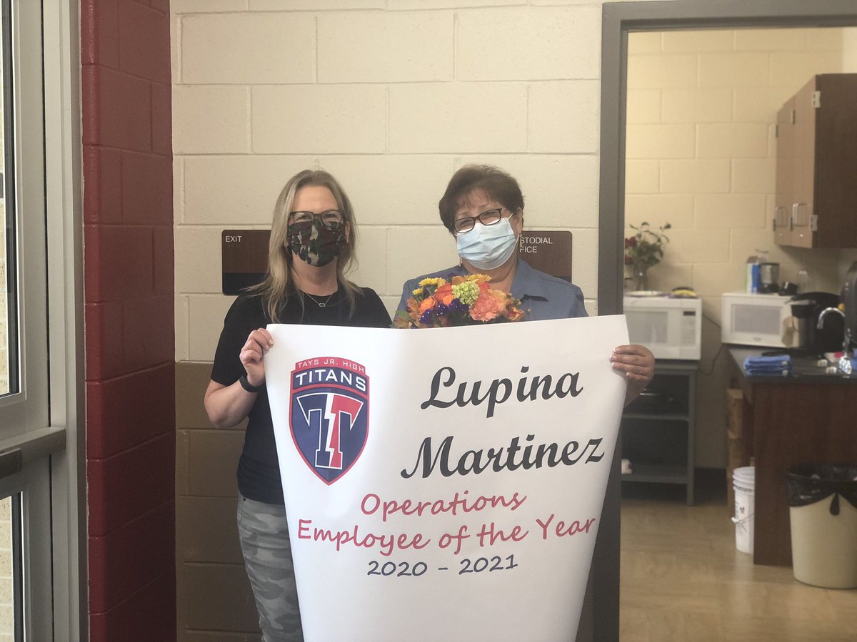Congratulations to our very own Lupina Martinez <a href="/katyisd/">Katy ISD</a> OPERATIONS EMPLOYEE OF THE YEAR!!! Thank you for all you have done to keep our students and staff safe this year!! You’re the best!! <a href="/Ted_Vierling/">Ted Vierling</a>