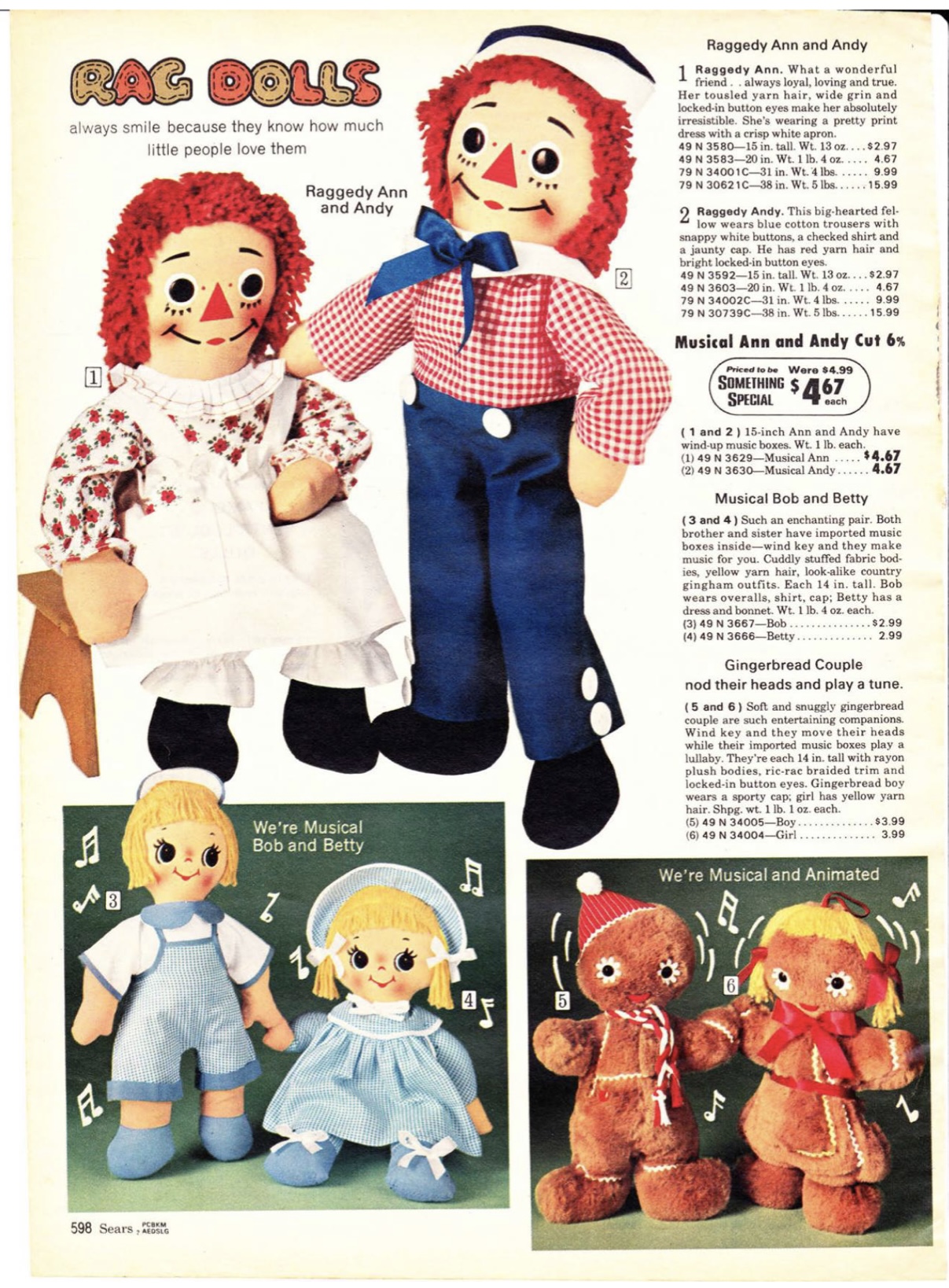 1970's raggedy ann andy dolls sales