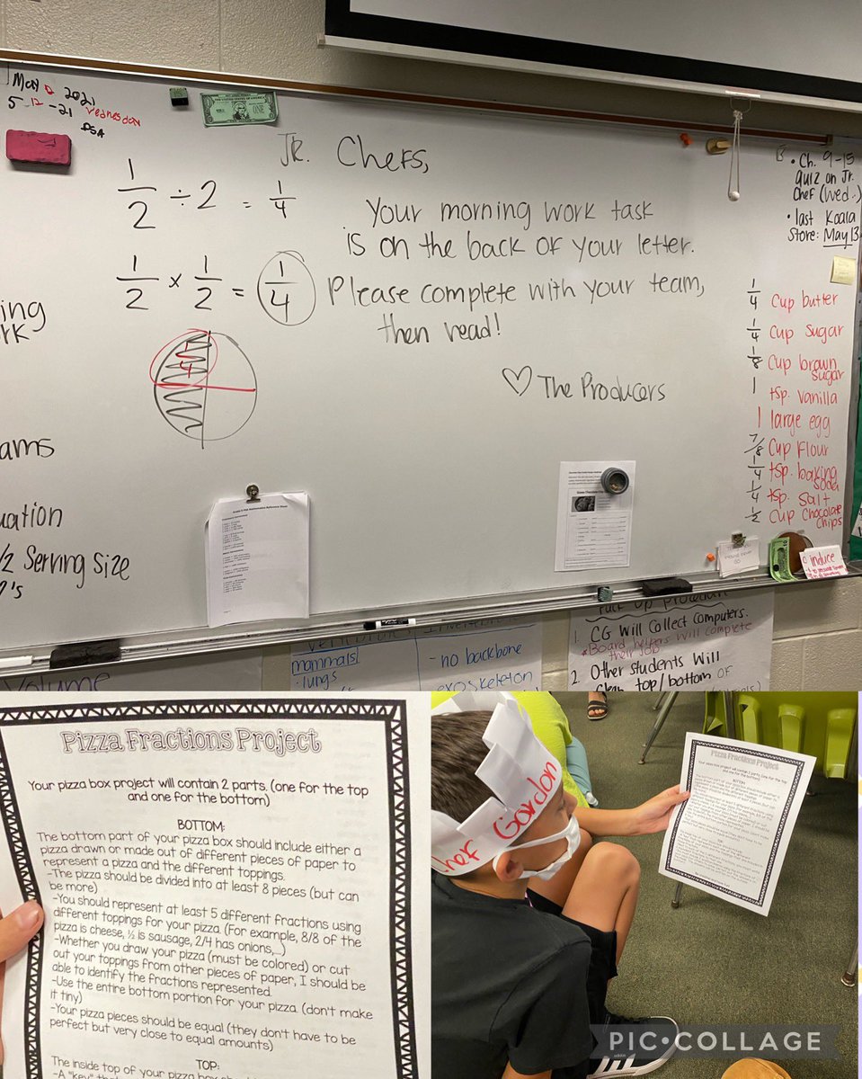 starkevcs's tweet photo. Mrs. Anderson 5th grade Jr. Chefs. Ss worked on their fractions today as they created pizzas with their partner. Math can always be fun! Hats off to the talented and created head Chef Anderson for creating engaging lessons for her students.  #starkevcs  @volusiaschools @ahr_ecahr https://t.co/eUL9sEBsXe