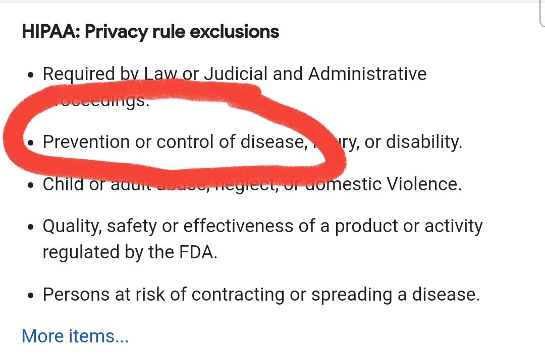 MightyMommy024's tweet photo. Just like every rule, there are exclusions to HIPAA. https://t.co/8VBwaMHu8l