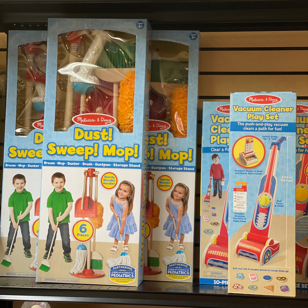 Melissa and Doug Dust! Sweep! Mop and Vacuum Cleaner Play Set!  We have a ton of different play sets available here in our childrens toy section! advunderground.com #followtheauwhiterabbit #melissanddoug #playtime #chorescanbefun #clean