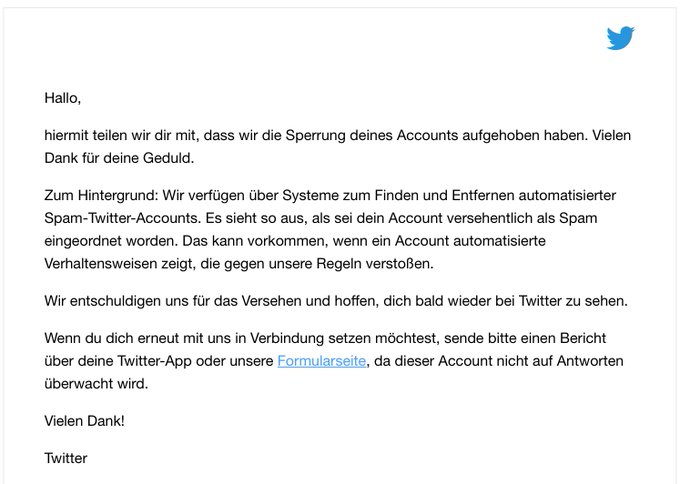 YES! Mein alter Account ist wieder ge&ouml;ffnet worden. Danke Twitter! Danke an Euch alle die mir dennoch<a href="/tag/melanieschweiger"class="tags"><span>#melanieschweiger</span></a><a href="/tag/mellybunnyluder"class="tags"><span>#mellybunnyluder</span></a>