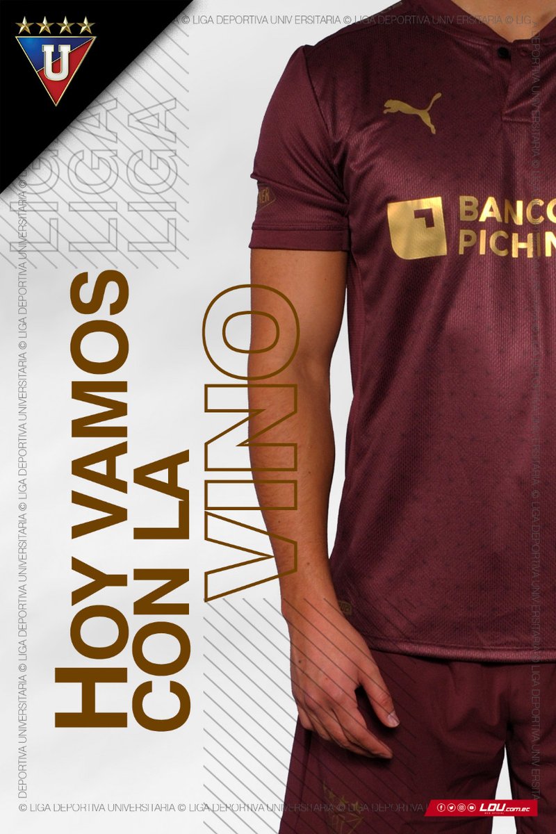 LDU_Oficial's tweet photo. Armadura Vinotinto y dorado para enfrentar esta tarde a Velez.
¡Falta muy poco!
🆚 #VELvsLDU
🕔  17h00
#VamosLIGA https://t.co/cGuK5CWOki