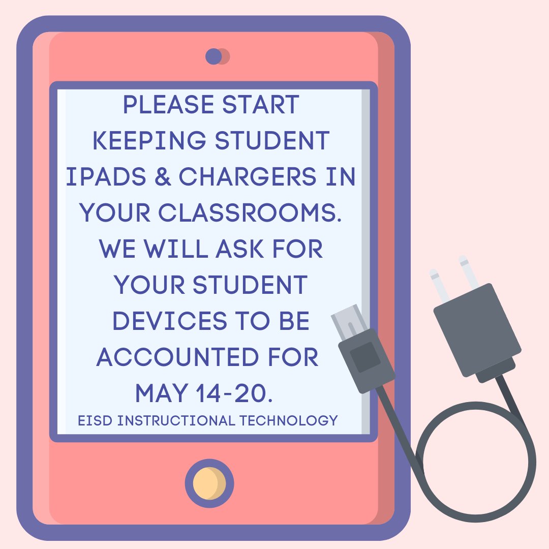 ITTDeJesus's tweet photo. Edgewood family! May 14 is the start of iPad Round up. Please keep and account for all your student devices. @HBGElementary @LBJelem @ROOSEVELTELEMS https://t.co/SzVYXqyWPb
