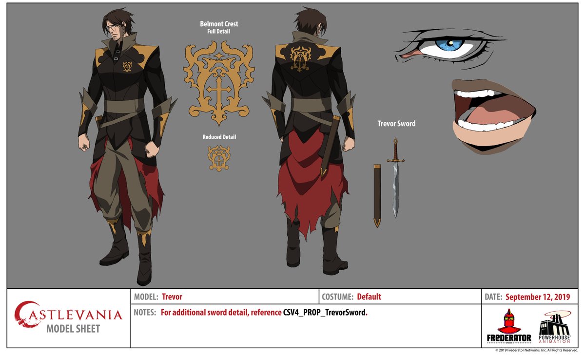 powerhouseanim's tweet image. In case you've missed it, #Castlevania season 4 is out now! Have you had the chance to watch yet? In celebration, enjoy these  character design sheets of your favorite mains. 😍🤤