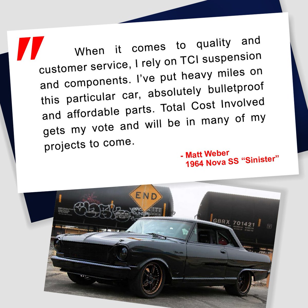 TCI_Engineering's tweet image. We appreciate the positive feedback, Matt! There's no greater feeling than knowing our products continue to your exceed expectations after prolonged use on the open road. 

Check out Matt Weber's sleek '64 Nova SS sporting #TCI's front clip &amp;amp; 4-Link rear!  loom.ly/4jlf8LM