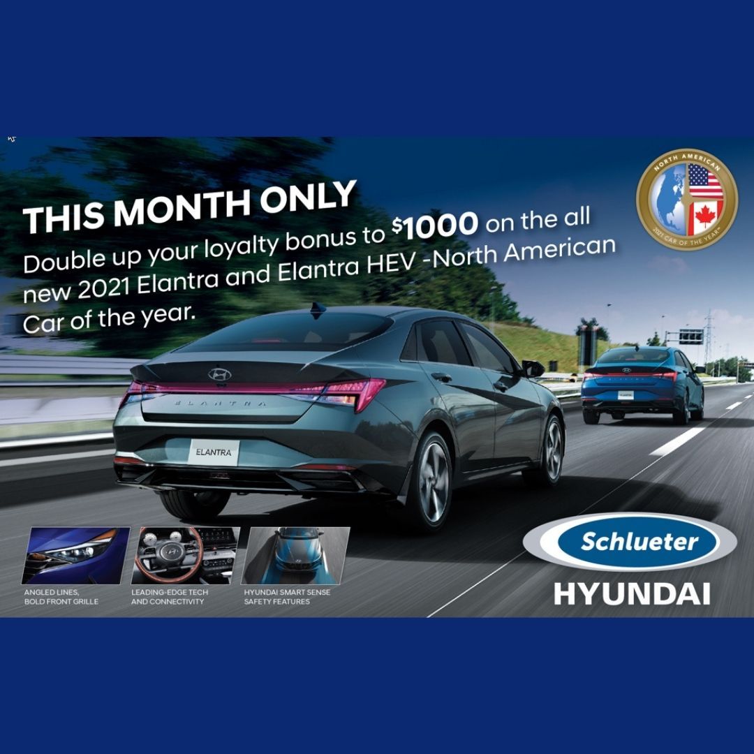 schluetergroup's tweet image. This month only we have doubled the loyalty rebate on the 2021 Elantra and Elantra  If you or someone in your household owns a Hyundai you qualify for $1000 off. Call or text us at 519-886-2625.  Learn more about Elantra here buff.ly/3ybzuZG 
#elantra #hyundai