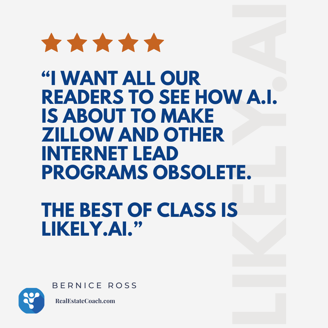 LikelyAI's tweet image. Proud to be leading the charge!

#likelysellers #databaseREfresh #realestate #artificialintelligence #ai #bigdata #leadgeneration #justlisted