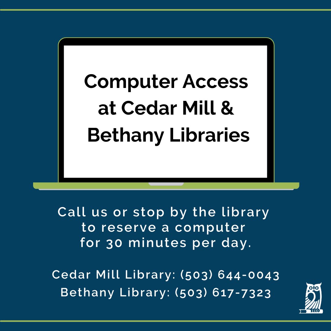 Cedar Mill & Bethany Libraries (CedarMillLib) Twitter